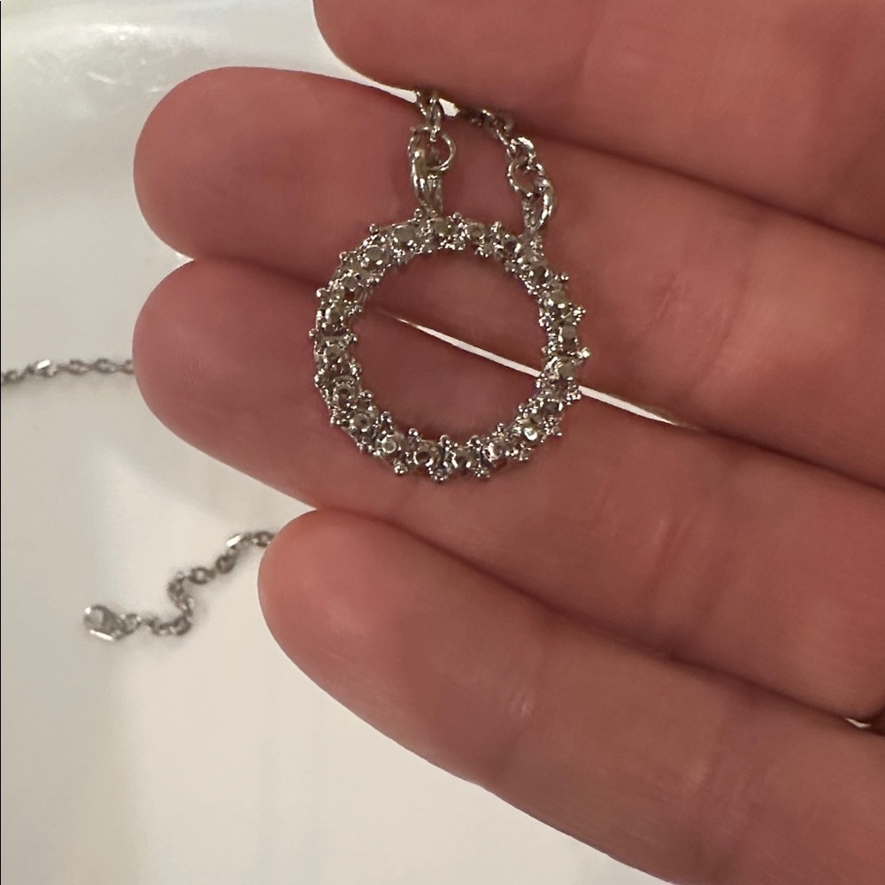 Silver Chain Necklace with Circular Pendant
